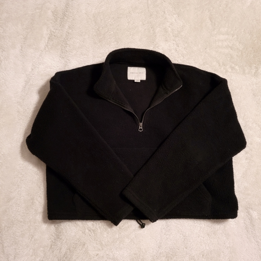 American Eagle Women's Cropped Drawstring Zip Up Sweatshirt, Size Small